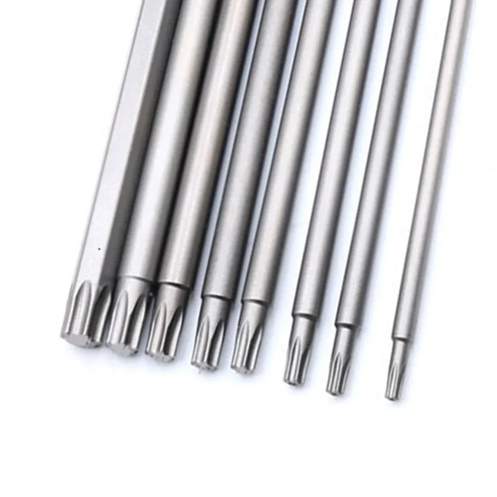 8Pcs 200mm Torx Head Screwdriver Bit Set Steel T8/T10/T15/T20/T25/T27/T30/T40 Long Drill Bits 1/4\