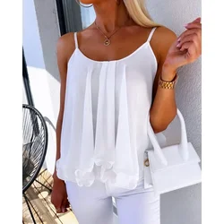 Loose-Fitting Tanks Solid Color Chiffon Small Y2K Casual Camis Tops Women Summer Fashion Suspenders Tank Top Camis