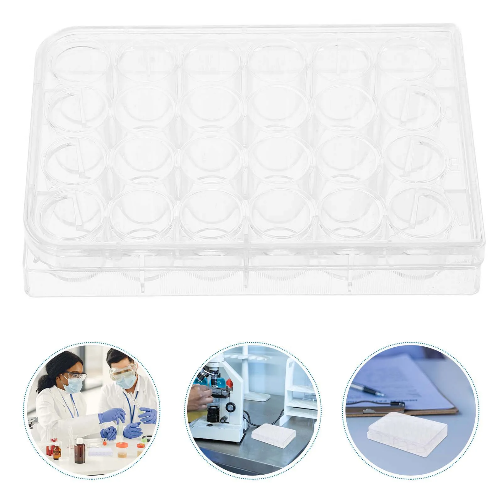 

2pcs 24-well Culture Plate Transparent with Lid Lab Tissue Cell Tool Tray Stable Material Stacking Ring Efficient