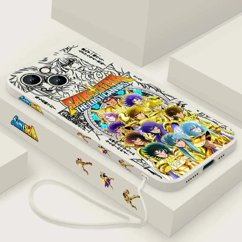 Guapo Anime Saint Seiya para Apple iPhone 17 16 15 14 13 12 Pro Max Plus Funda suave Líquida Cuerda izquierda Funda de teléfono Funda