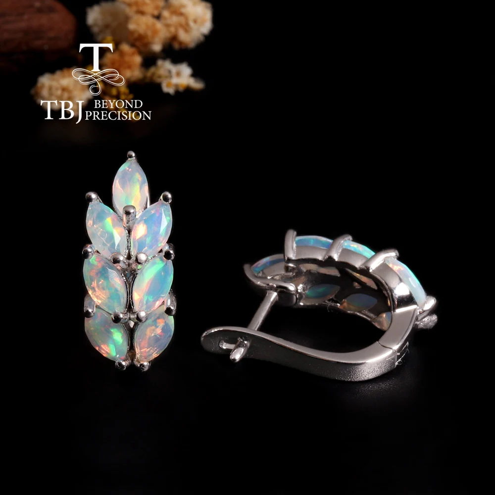 Color rich October Birthstone Natural Opal Rare Gemstone earrings Silver jewelry women's banquet & holiday gifts