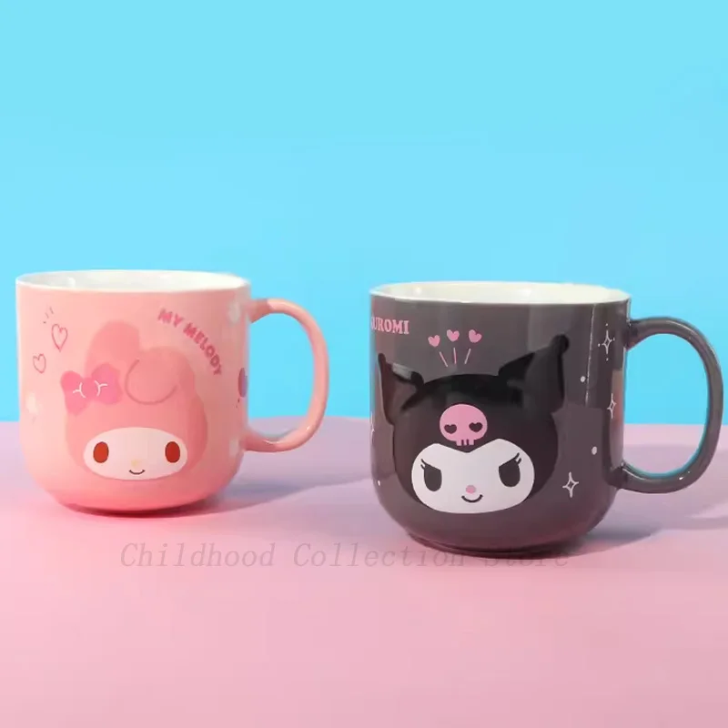 Kawaii Hello Kitty Kuromi melodia Cinnamoroll zabawki figurki akcji uroczy Anime kot pies kubek ceramiczny słodkie prezenty urodzinowe dla dzieci