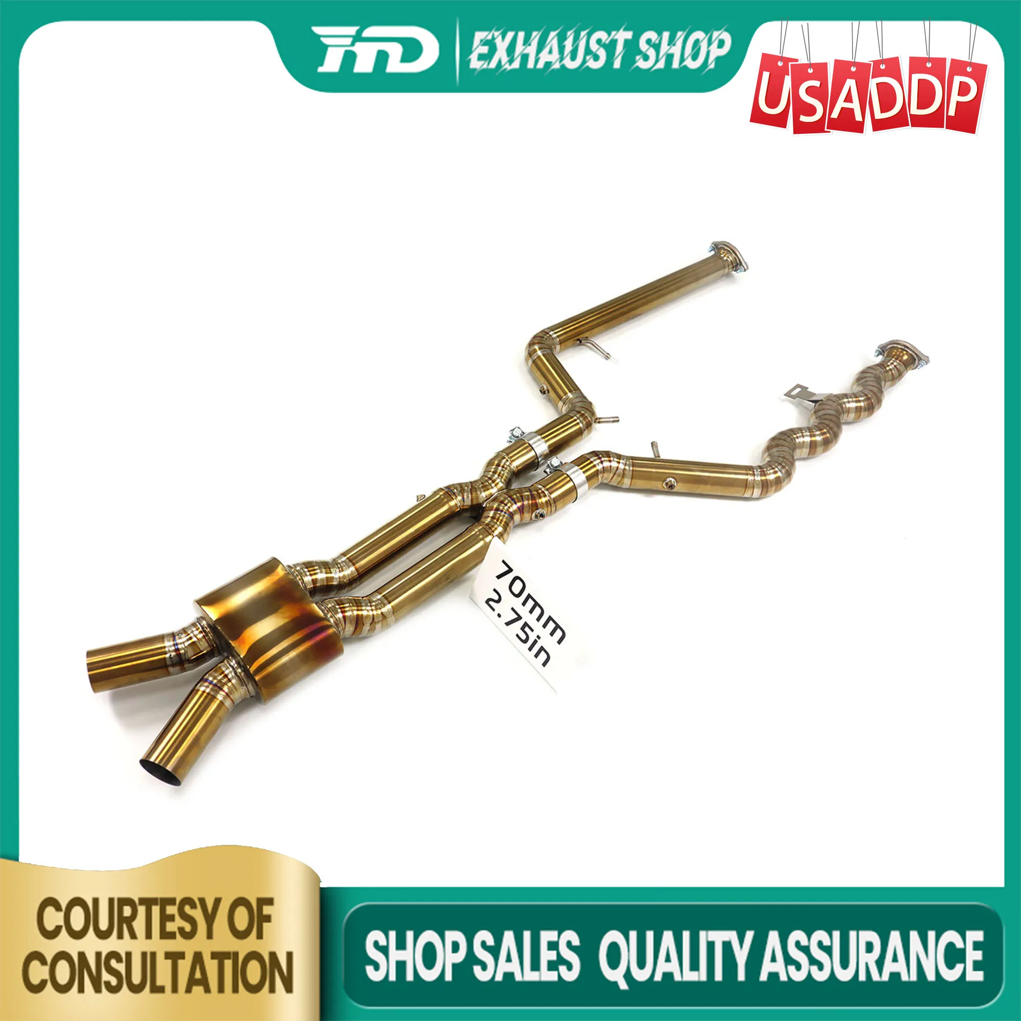 الأنبوب الأوسط Ti لسيارة BMW M3 M4 G8X 3.0T 70 مم عادم تسريع خفيف الوزن وعمر خدمة ممتد