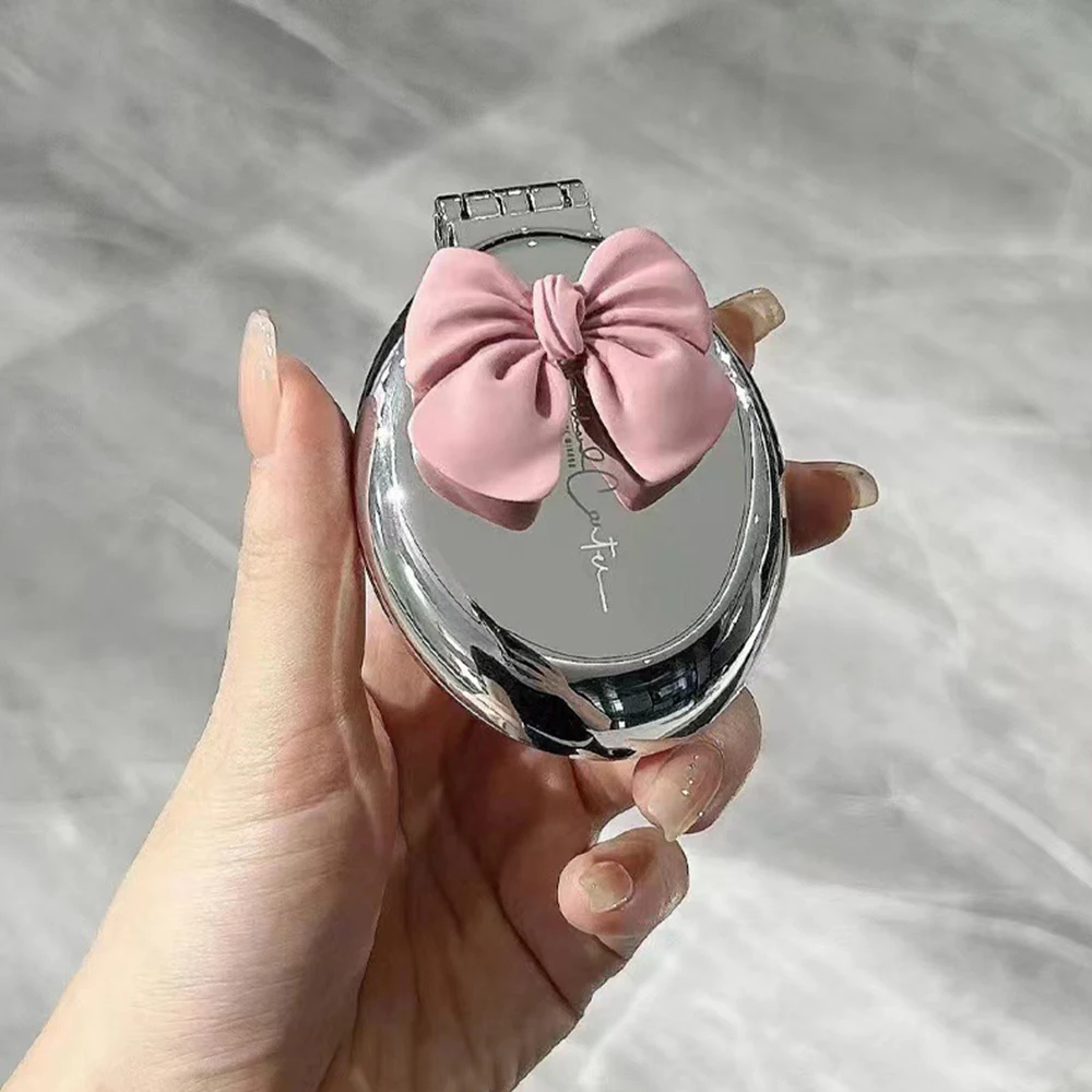 Tragbare Mini Silber Taschenspiegel Klappkamm Mädchen Frauen Runde Kleine Reise Massage Haarbürste mit Spiegel Styling Zubehör