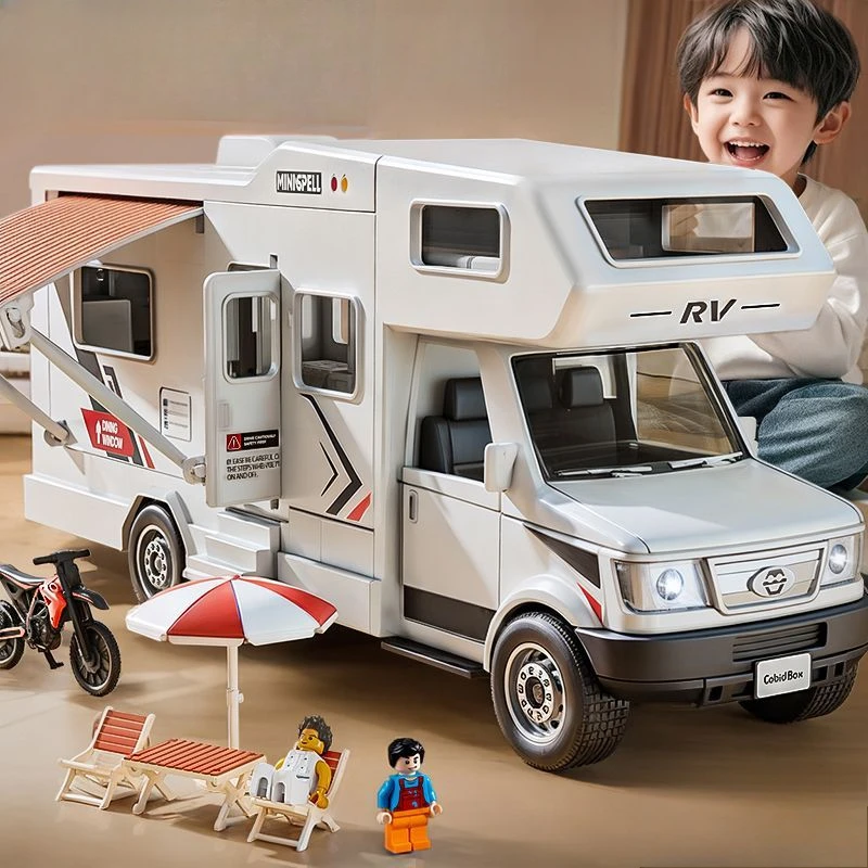 

Children's New Year gift toy car upgrade luxury version multi-place movable travel camping large rv toy model