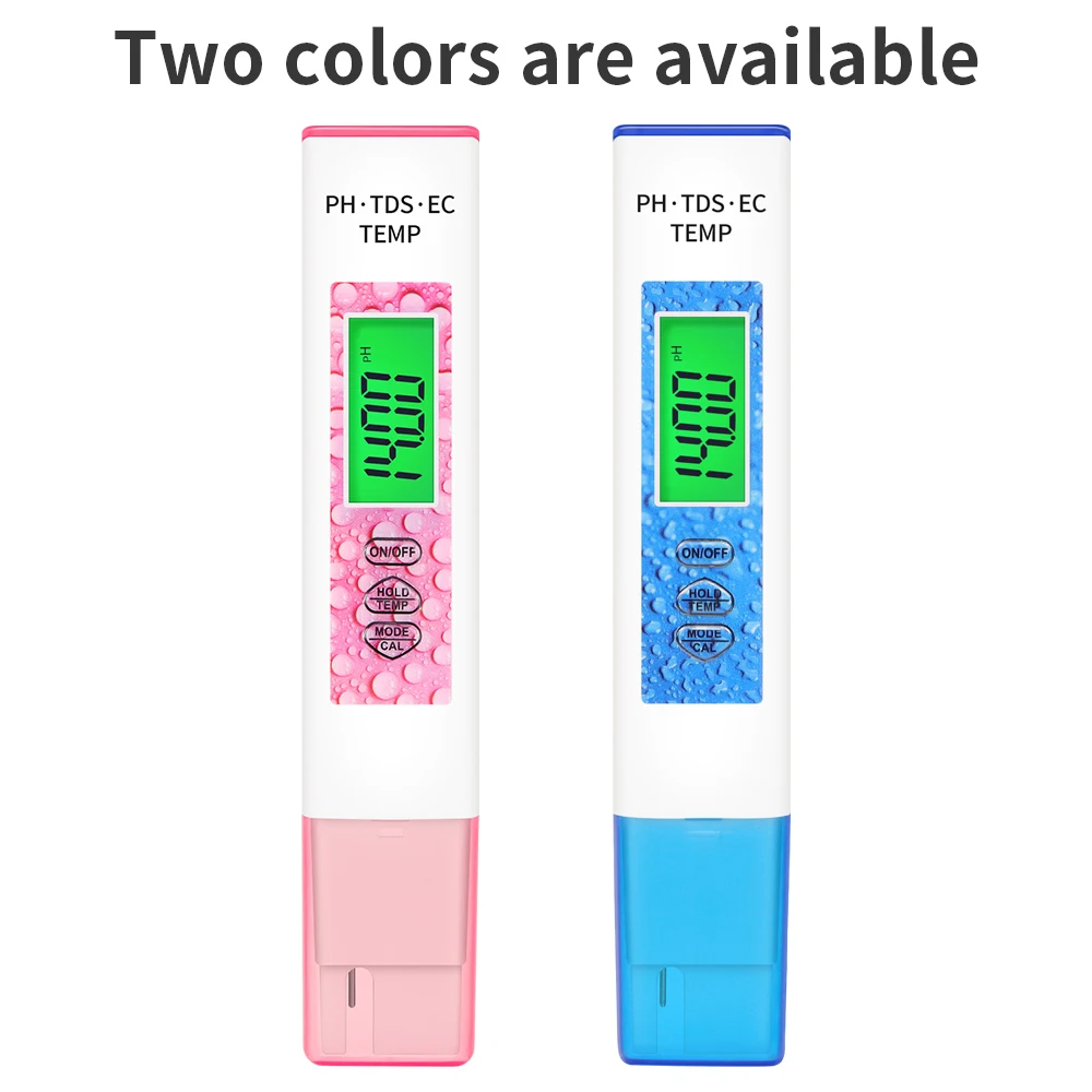 جهاز اختبار جودة المياه مع إضاءة خلفية رقمية LCD ، جهاز قياس درجة الحموضة ، جهاز قياس درجة الحموضة ، شاشة قياس درجة الحرارة ، حمامات السباحة ، مياه الشرب ، جهاز تحليل حوض السمك ، 4 في 1 #6