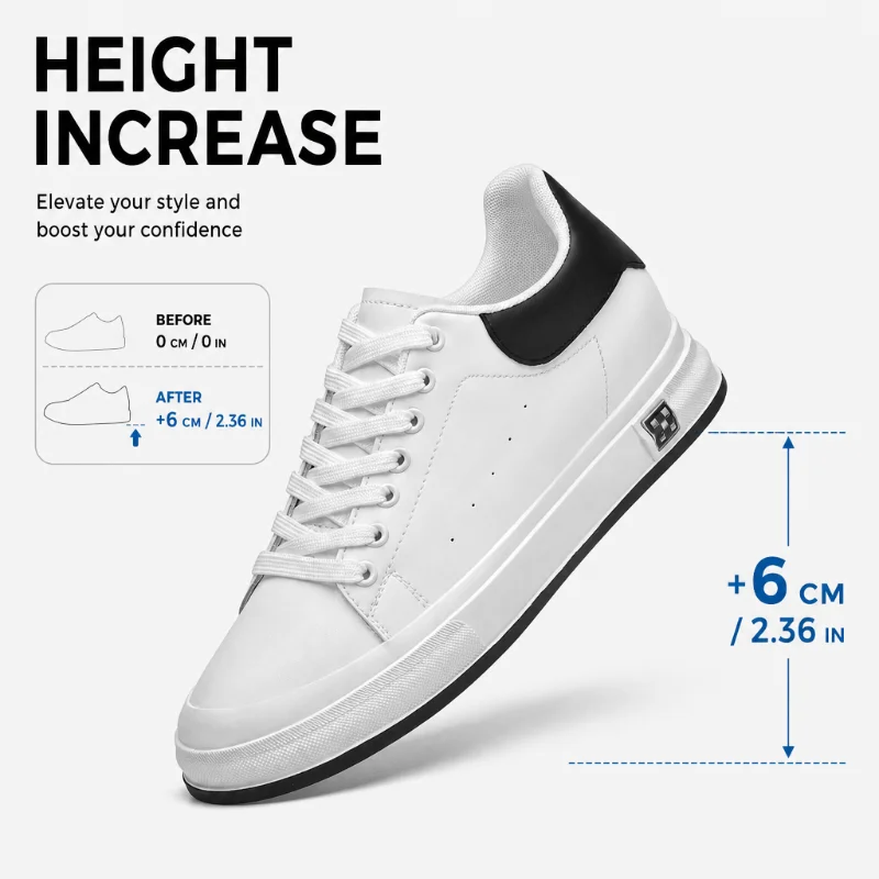 Chaussures à talon compensé pour hommes, légères et antidérapantes pour la marche en extérieur, chaussures en cuir à semelle épaisse pour le quotidien et les affaires, hauteur accrue de 6 à 8 cm
