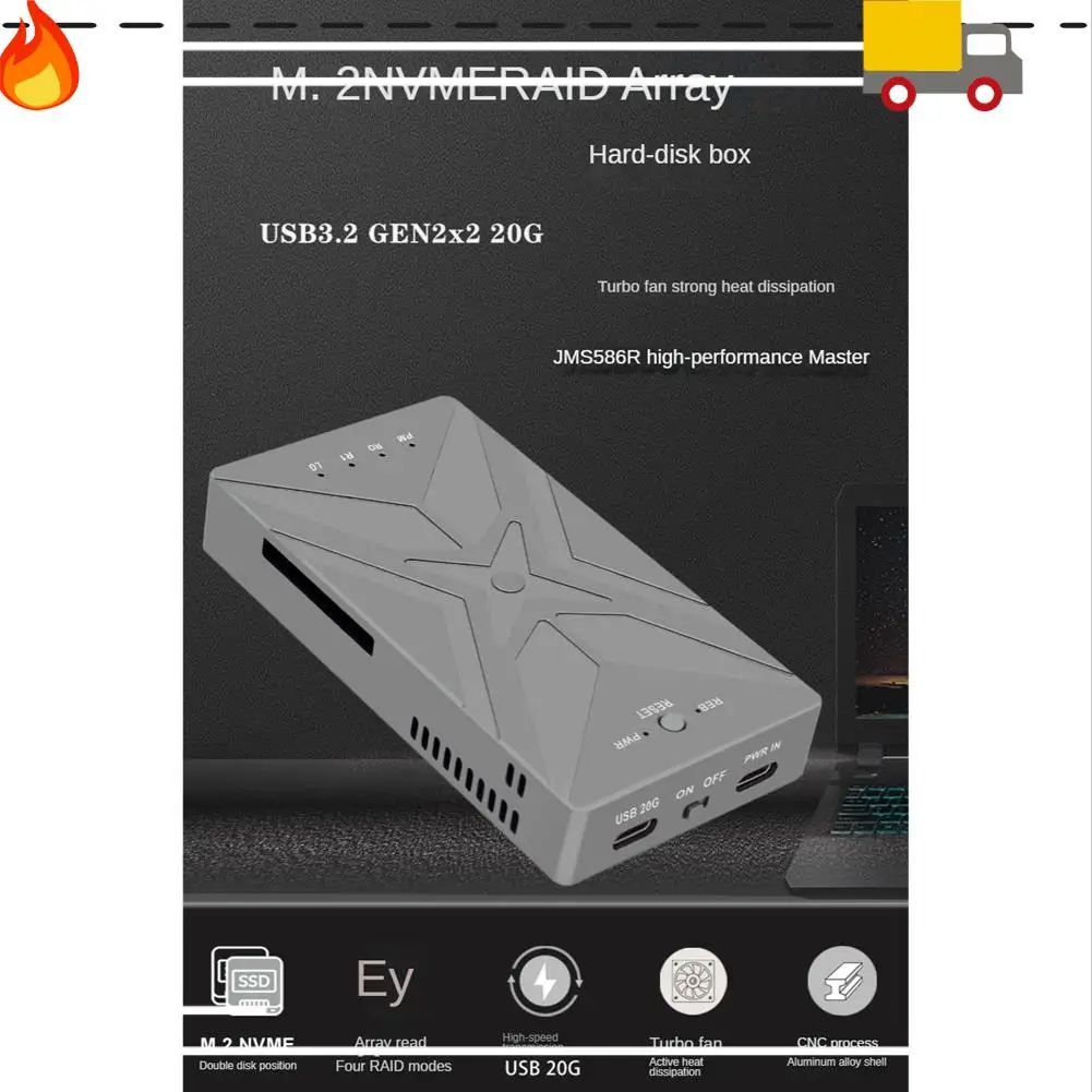 

Discount-M.2 NVME SSD RAID Dual Bay M2 SSD Case Поддержка M.2 Nvme SSD-диска для жесткого диска SSD Box TYPE-C USB3.2 GEN2 20 Гбит/с