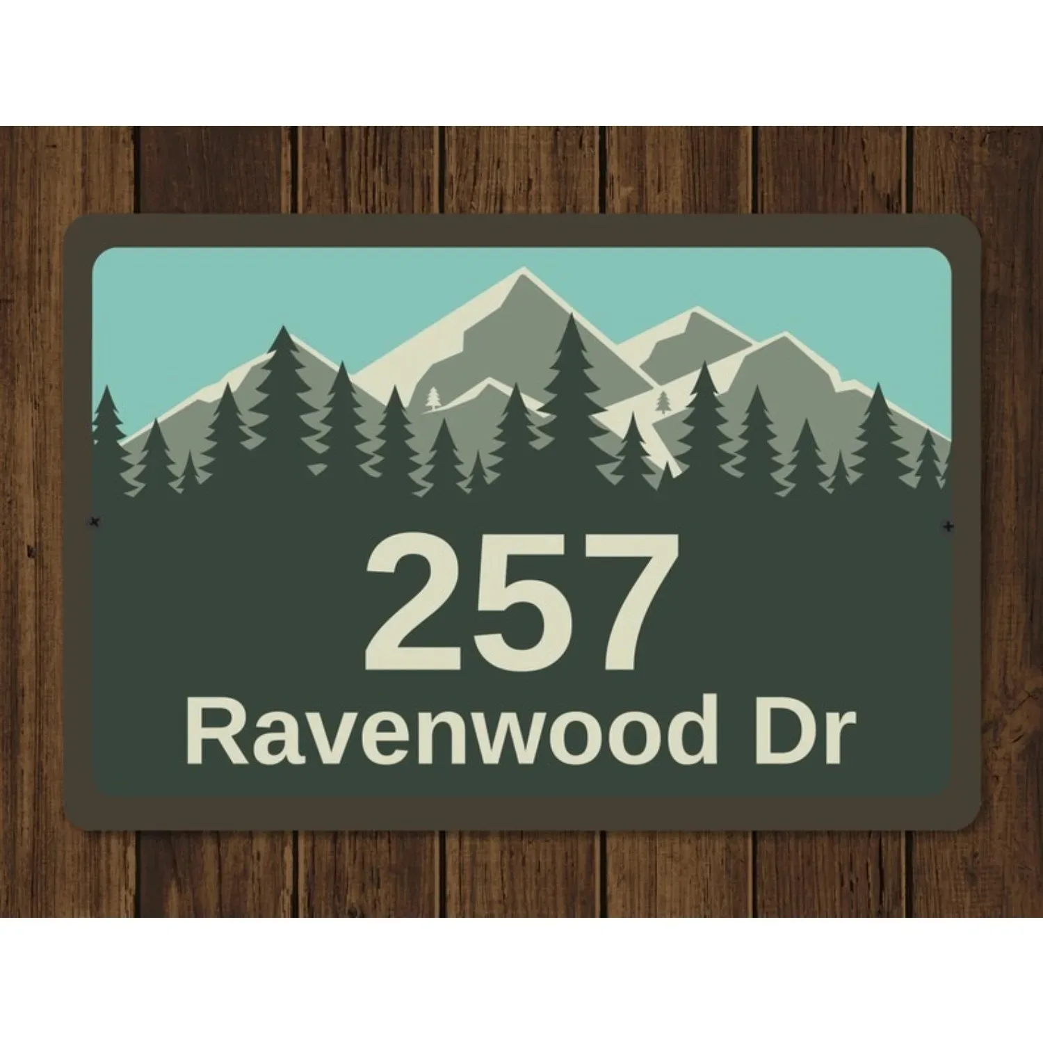 CIFbuy Mountain Forest Address Metal Plaque, Personalized House Number Home Wall Decor Holiday Gift