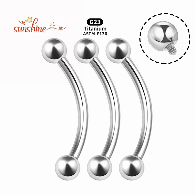 2 قطعة موضوع داخلي G23 التيتانيوم منحني الحديد الحاجب الزنمة اللولب الأذن البطن الشفاه الدائري هيئة ثقب المجوهرات #3