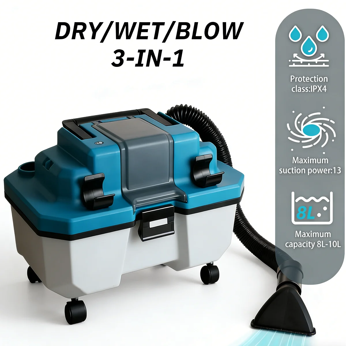 TUNGFULL 3-in-1 Brushless Vacuum Cleaner Cordless 1200W High Power Wet/Dry/Blow Dust Extractor Compatible with Makita