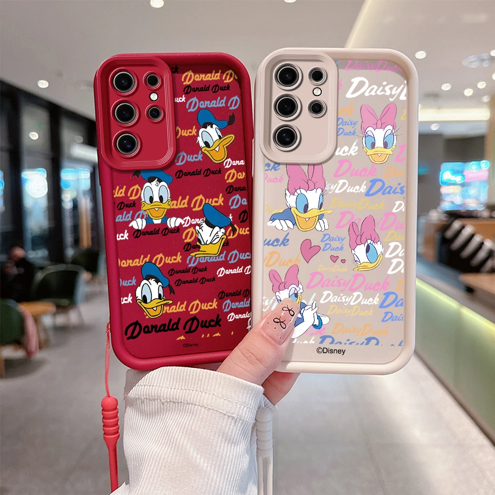 

Cute Disney Donald Duck Phone Case for OPPO 5 A7 A16 A17 A38 A53 A54 A55 A58 A72 A74 A76 A78 A94 A98 4G 5G Cover With Hand Strap