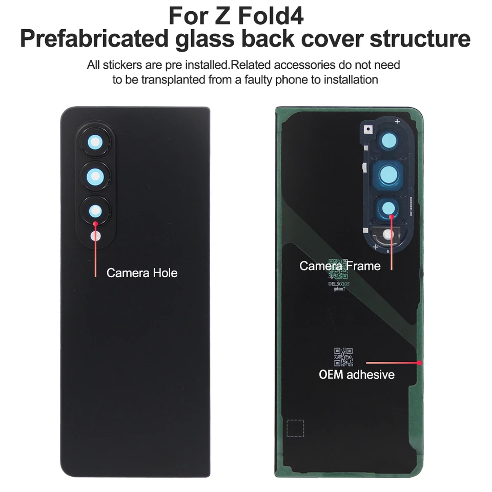 Para Samsung Z Fold2 Fold3 Fold4 5G Cubierta de Vidrio de Batería Tapa Trasera Carcasa Panel Cámara Lentes Piezas Para Z Fold 2 3 4 4