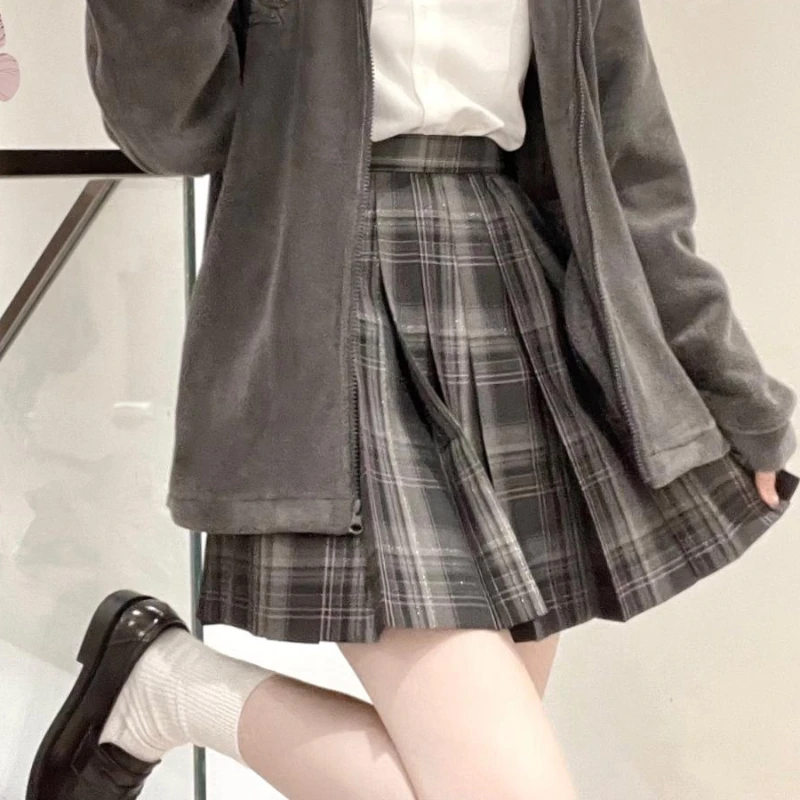 Uniforme japonais JK style collège, jupe plissée grise ligne A, taille fine, à la mode et confortable, à carreaux pour filles, été 2024