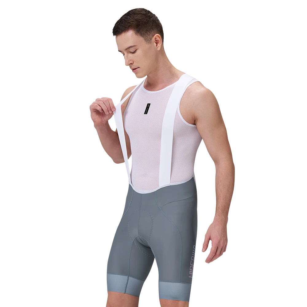 HISERWA Men Cycling Bib Shorts 7 Horus Pro Elastic Interface Pad High Quality Classic Black/Grey Cycling Shorts MTB Bike Tights
