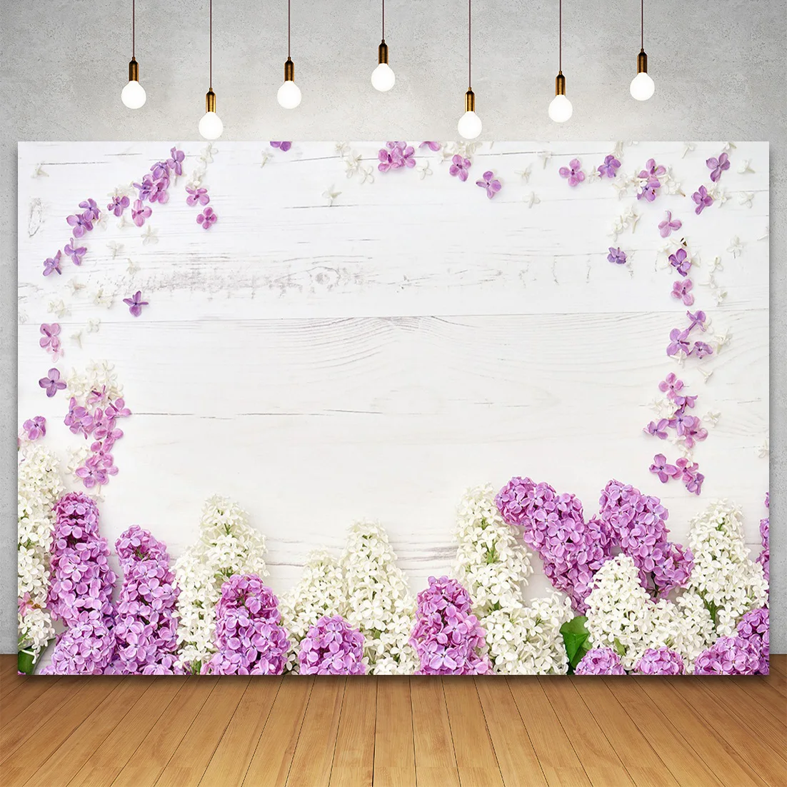 Wooden Boards Decoration Flowers Photography Backdrops Custom Floral Hyacinth Lily Tulip Plank Birthday Studio Photo Backgrounds