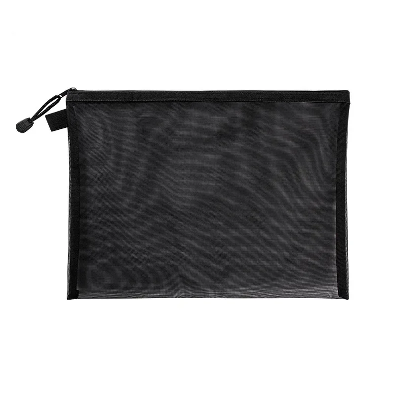 A4 A5 Transparent File Pockets Breathable Nylon Mesh Storage Bag Zipper Opening Multi-purpose Student Stationery Bags