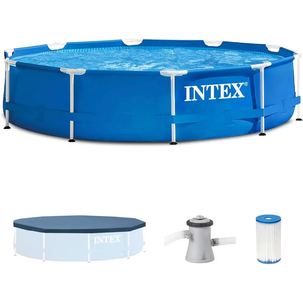 

10ft x 30in Round Above Ground Swimming Pool with 330 GPH Filter Pump, Cartridge, and Cover