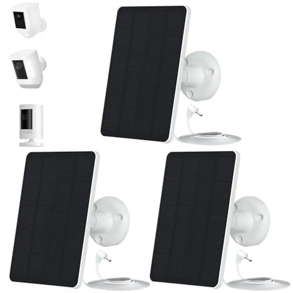 

3-Pack Solar Panel Kit Security Cameras with 360° Adjustable Mounting IP65 Waterproof 9.8 Ft Charging Cable Micro USB & USB-C