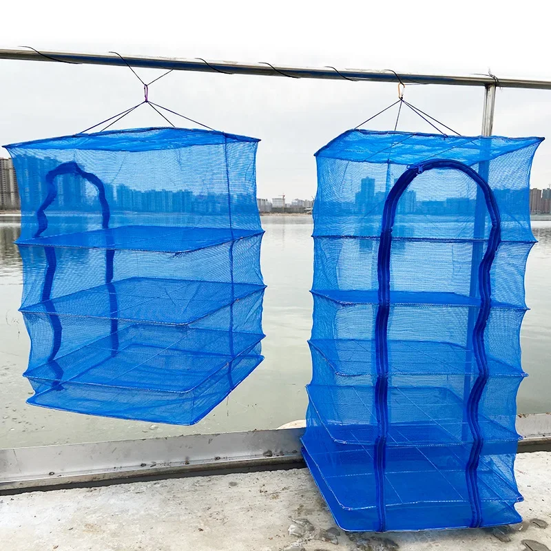 Folding Drying Fish Cage Net Household Supplies Vegetable Drying Cage Large Fishing Net Rack 3Layer 35*65cm Outdoor Fishing Gear