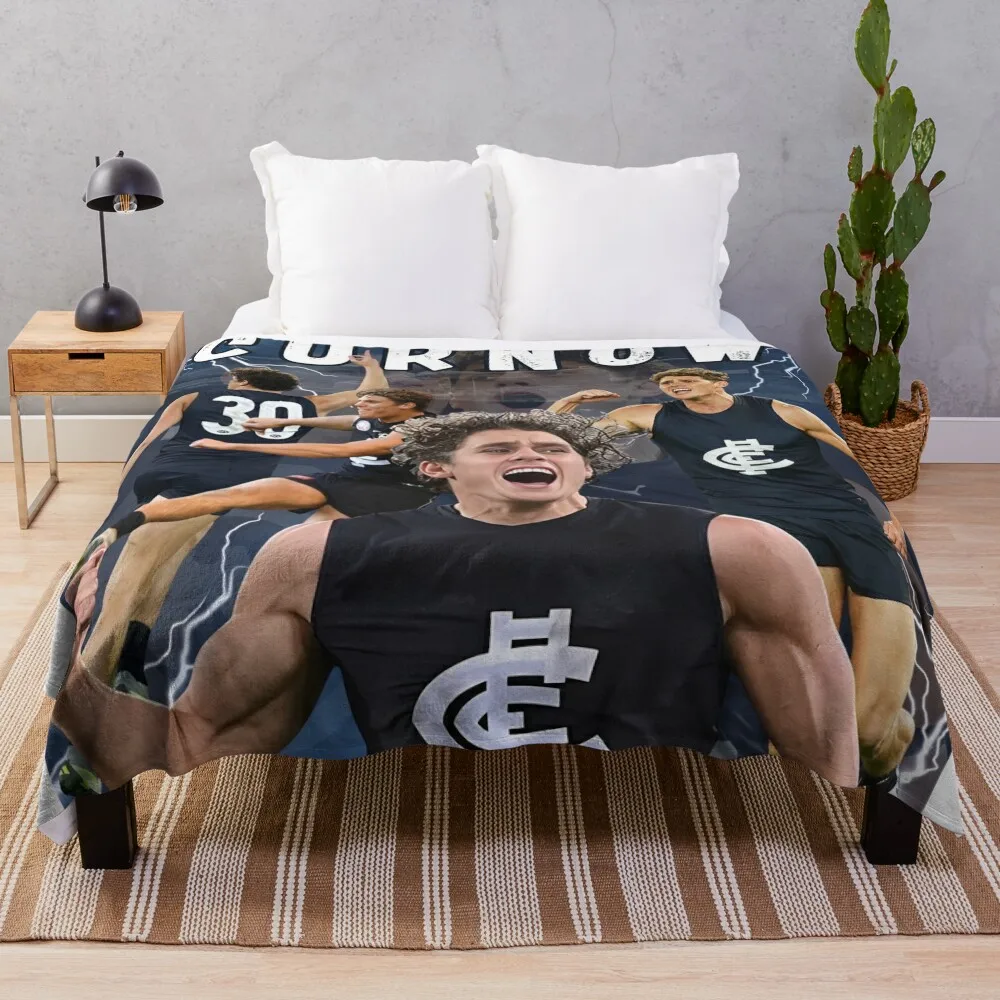 Charlie Curnow Carlton Football Club AFL Player Throw Blanket halloween Winter beds warm for winter Blankets