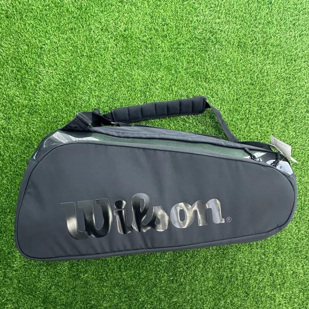 Wilson Super Tour Pro Staff 9 Pack Fine-knit Coating Tennis Bag Double Deck Racket Backpack Tennis Racquet Bag with Insulation