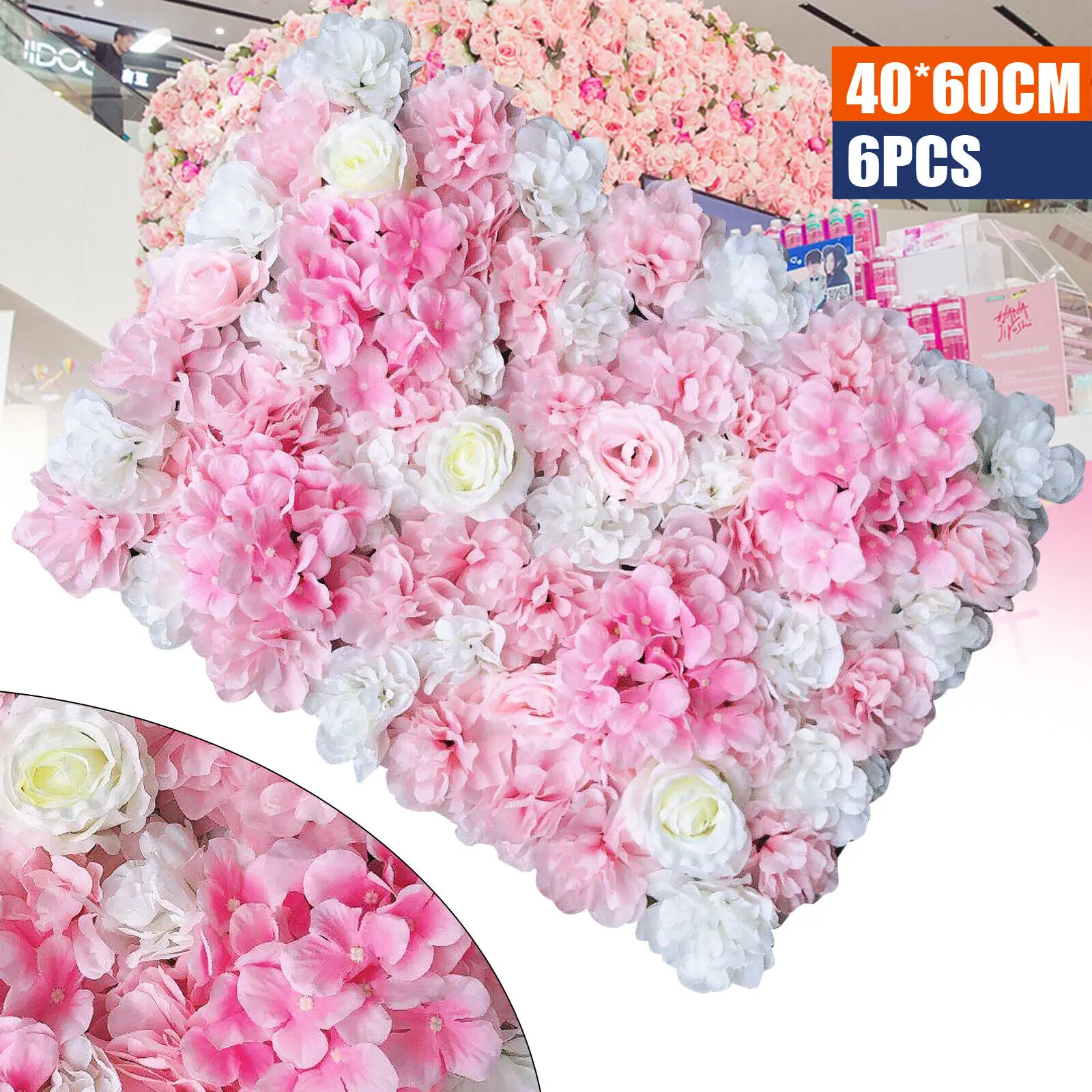 

6pcs Artificial Silk Flower Wall Panel Wedding Party Mat Venue Decorations USA
