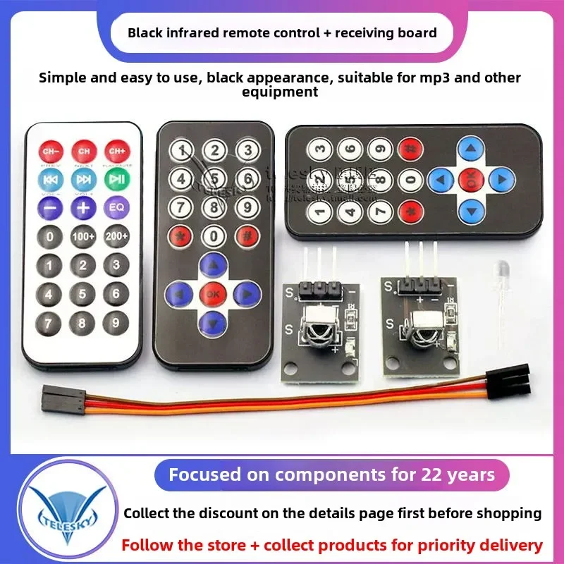 1Set IR Infrared Wireless Transmitter Module Ir Digital 38khz Infrared Receiver Sensor Module with Remote Control for Arduino