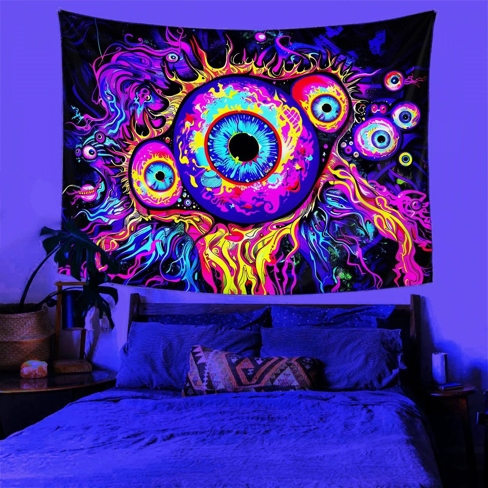 VIKAMA Psychedelic All-Seeing Eye Tapestry Bedroom Feature Wall Music Party Theme Living Room Wall Hanging Room Decor