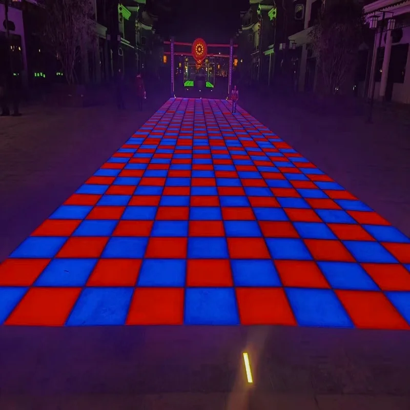 Hot Sell Quare  Interactive LED Floor Tile Multi RGB Coloured Light up Glow Sensory Led 30cm 50CM