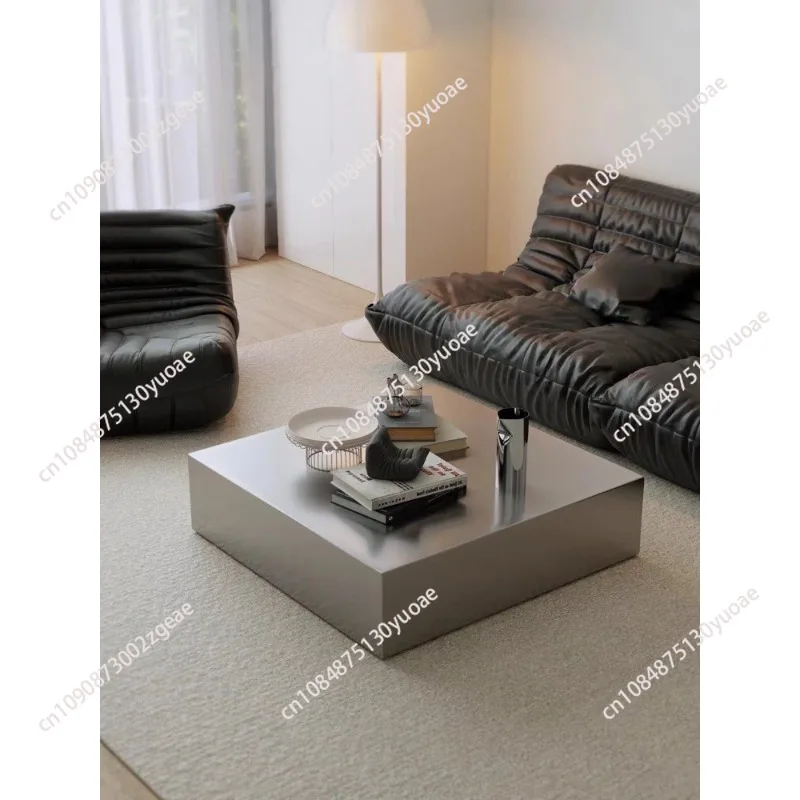 Stainless steel metal coffee table small apartment living room matte