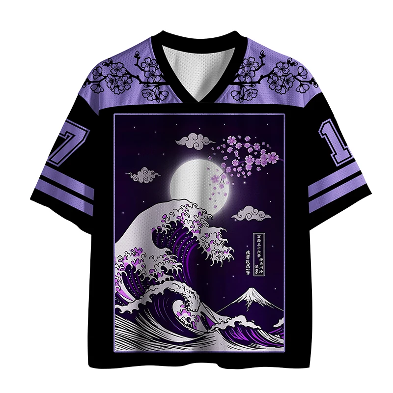 T-shirt Col V Édition Limitée Vague du Hokkaido Japonais 2026 – Adulte/Enfant – Sport et Loisirs en Plein Air – Séchage Rapide – Manches Courtes