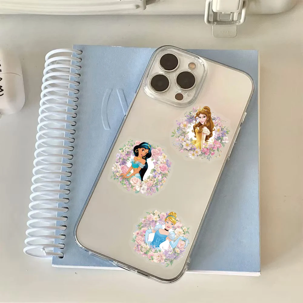 50 Uds. De pegatinas transparentes de princesa de Disney, regalo para el salón, monopatín, papelería, portátil, equipaje, monopatín, arte, dormitorio comunitario