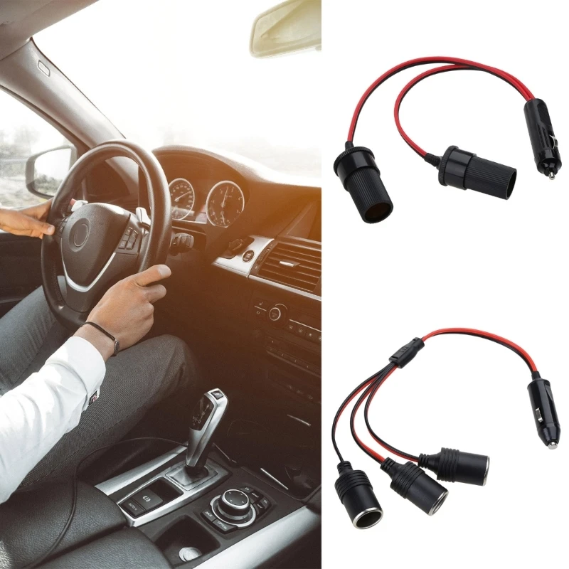 Car Cigarette Splitter 1 male to 2 Female/3 Female Car Adapter 12v-24v 30CM Cable for Air Drop Shipping