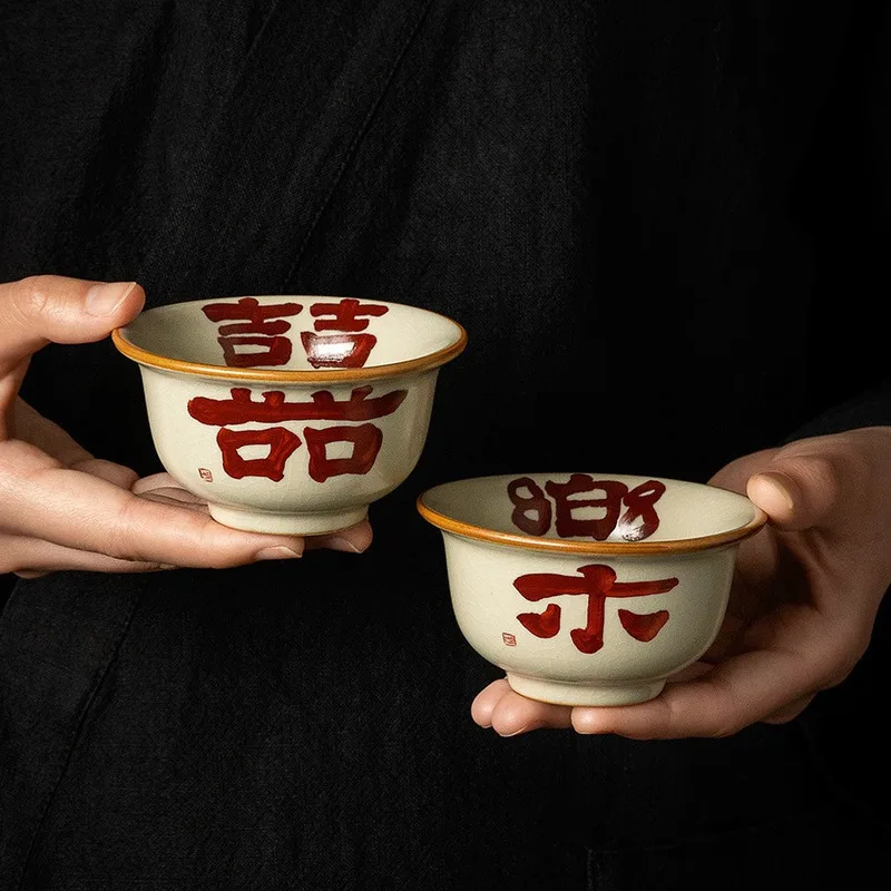 Ru Kiln Ceramic Teacup Joy Master Cup Personal Special Press Hand Cup High-grade Kung Fu Tea Tea Cup Single Cup