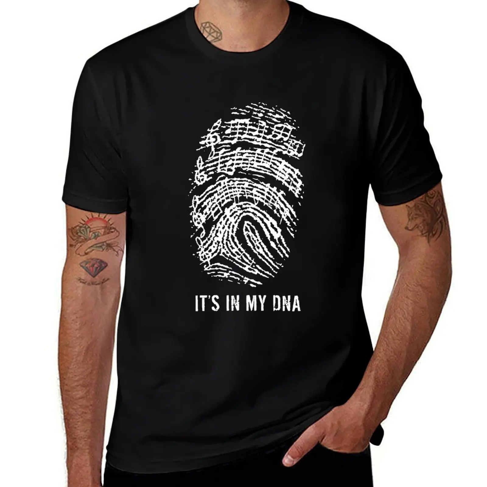 Camiseta de algodón con texto en inglés "NOTAES DE MUSIC IS IN MY DNA", camiseta 100% para hombre, Camiseta de algodón pesado