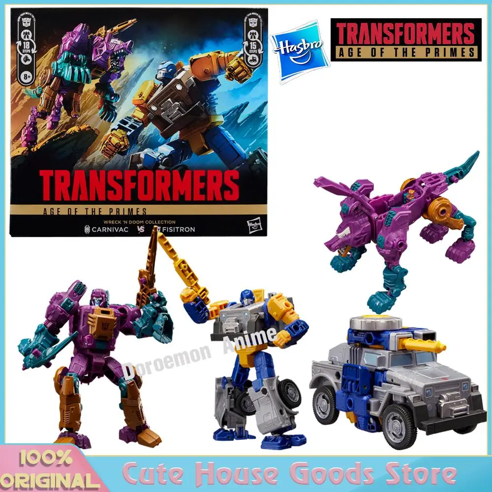 In Voorraad Originele Hasbro Transformers Age of The Primes Wreck N Doom Collection Fisitron en Carnivac Action Figure 2-Pack speelgoed