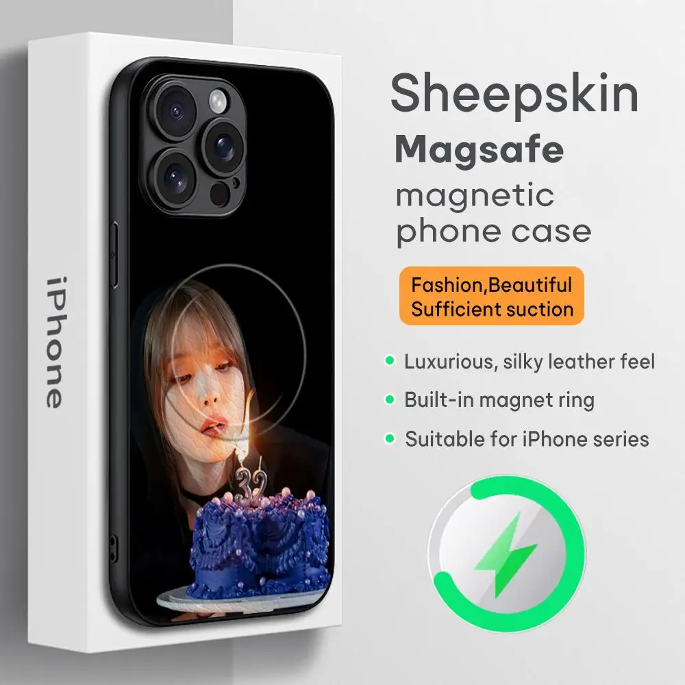 Iu-iu beauty girl love hot Phone Case For iPhone 16 15 14 13 12 11 Plus Pro Max  High-end Luxury Magsafe Sheepskin