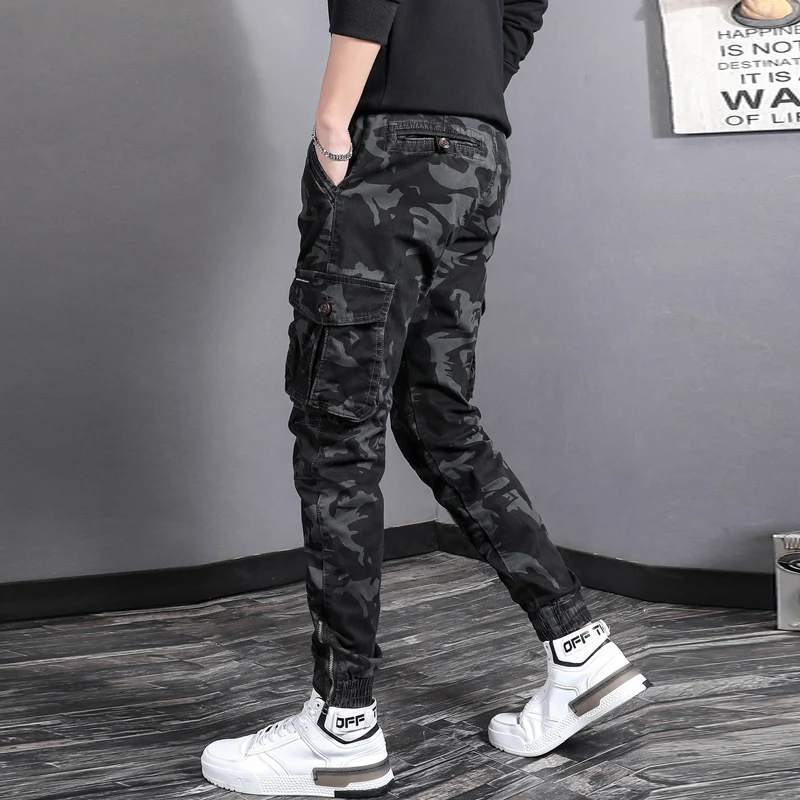 Street Fashion Men Jeans Bottom Zipper Designer Camouflage Multi Pockets Stretch Casual Cargo Pants Hombre Hip Hop Joggers Men