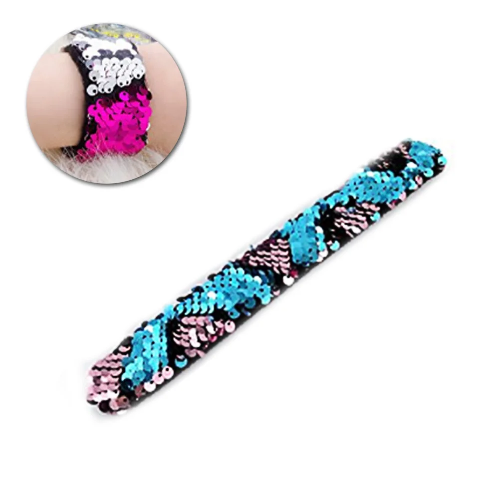 

Double Colors Sequin Slap Bracelet Rose Red Silver Kids Party Wrist Strap Kids Party Favors Christmas New Year