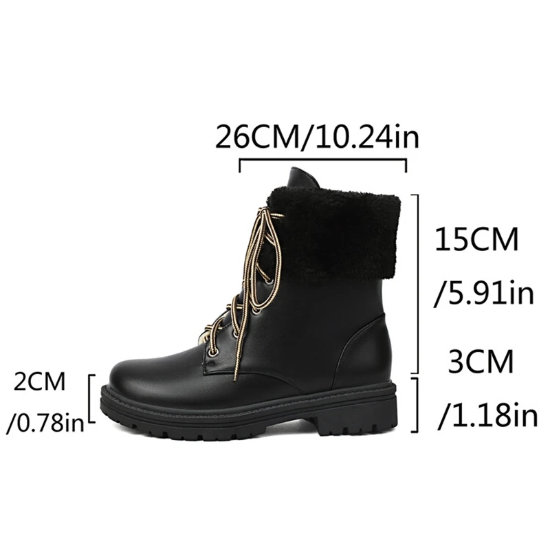 Asileto Schneeschuhe Frauen Stiefeletten 3cm sqaure Ferse 2cm Plattform flache Schnürung große Größe 40 41 42 43 us12 Party Stiefeletten