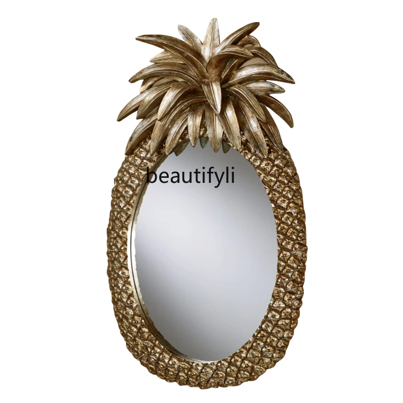 Pineapple mirror classical art shape wall hanging porch fireplace mirror decoration living room background wall mirror