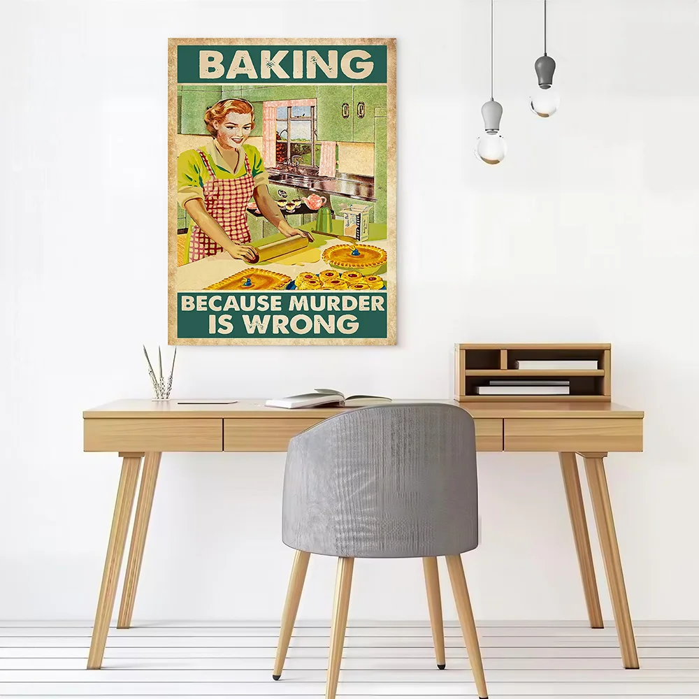 Baking Murder Is Wrong Poster Canvas Wall Art Custom Photo Print Modern Painting for Fans Decor Living Room Decorating Interior