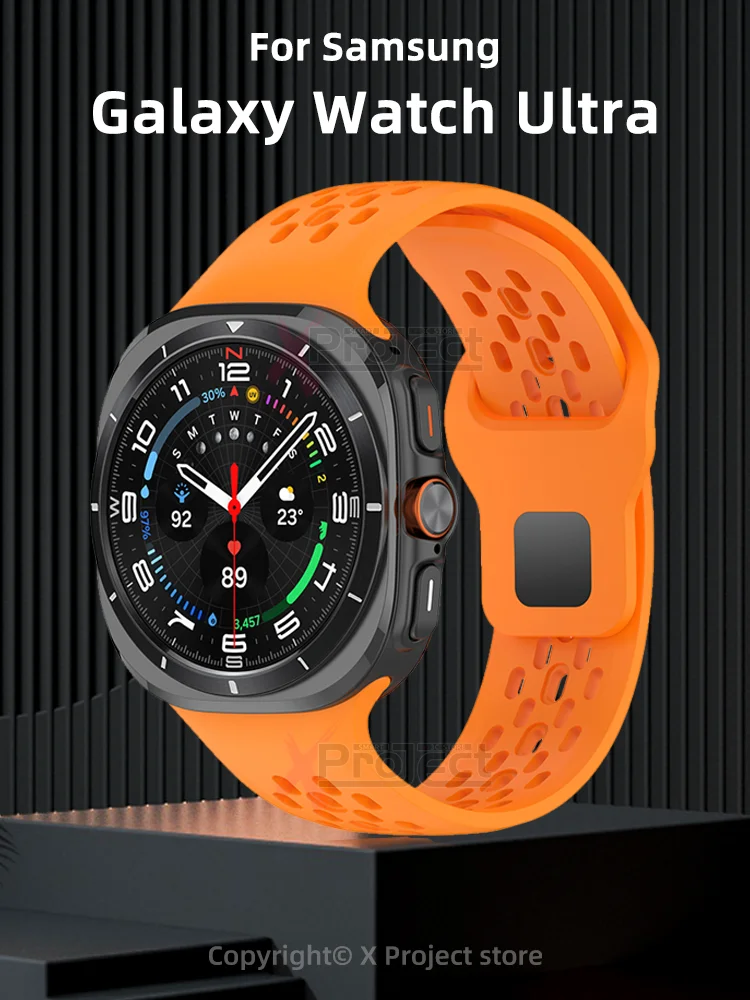 สายซิลิโคนสำหรับ Samsung Galaxy Watch ultra 47mm สายรัดข้อมือแบบนิ่มสำหรับ Galaxy ultra 47mm สำหรับ Galaxy ultra นาฬิกาผู้หญิงผู้ชาย