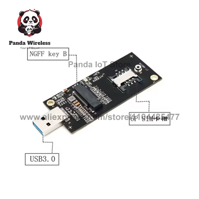 M.2 Key B to USB3.0 Riser Board with 6Pin SIM Card Slot for DW5821E T77W968 DW5816E EM936 EM7455 L850-GL L860-GL 3G 4G Modules