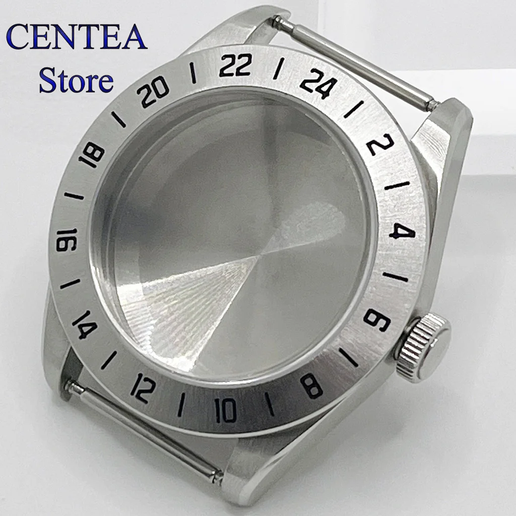 

RICHUS 39mm silver sterile watch case domed sapphire glass fixed bezel fit NH35 NH36 NH34 ETA2824 PT5000 movement