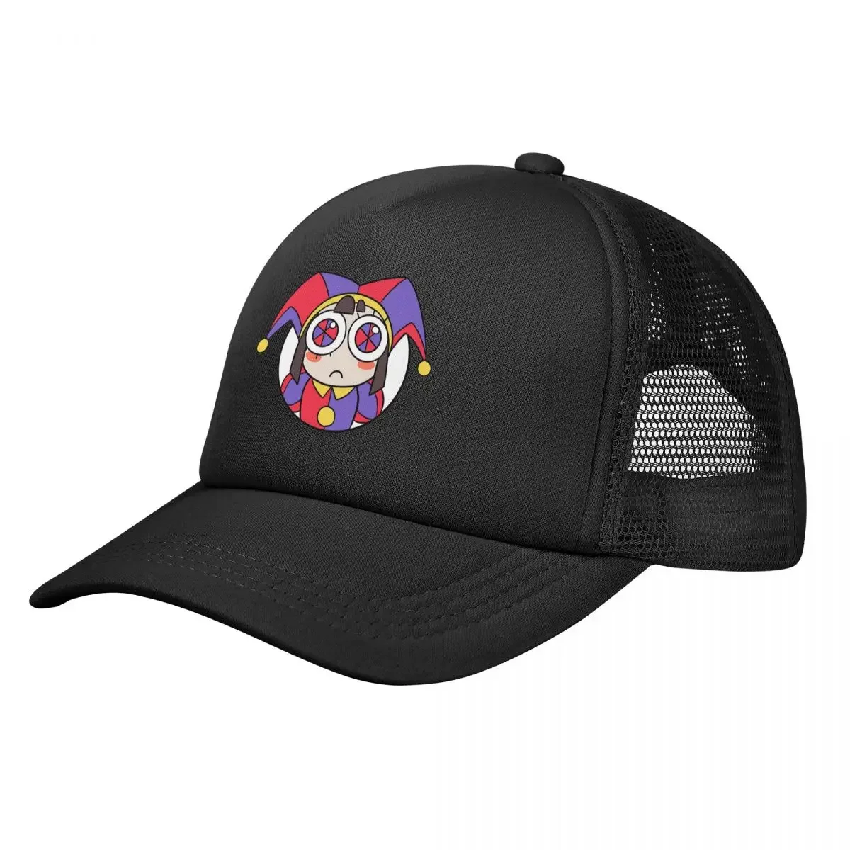 Adult Pomni Head Trucker Caps Fashion Mesh Baseball Cap Polyester The Amazing Digital Circus Hats Adjustable Fishing Hat Summer