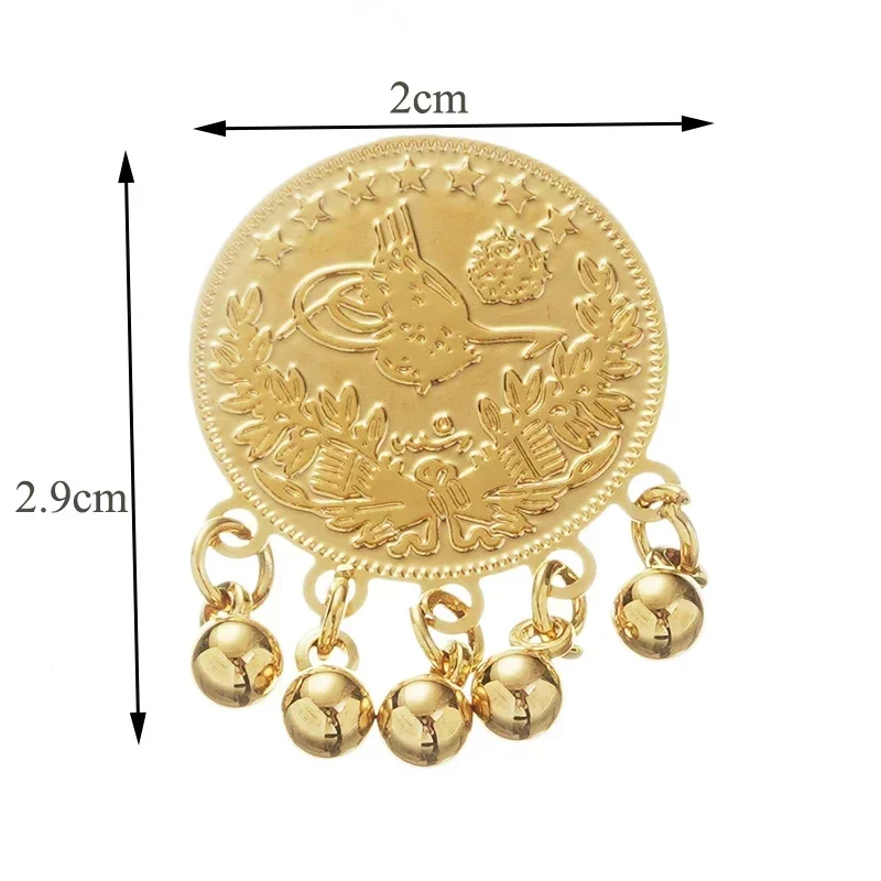 Turkish Totem Round Brooch Pins Gold Plated Ethnic Bridal Jewelry Pins Hajib Pin Arabic Wedding Gifts Luxury Bijoux Women