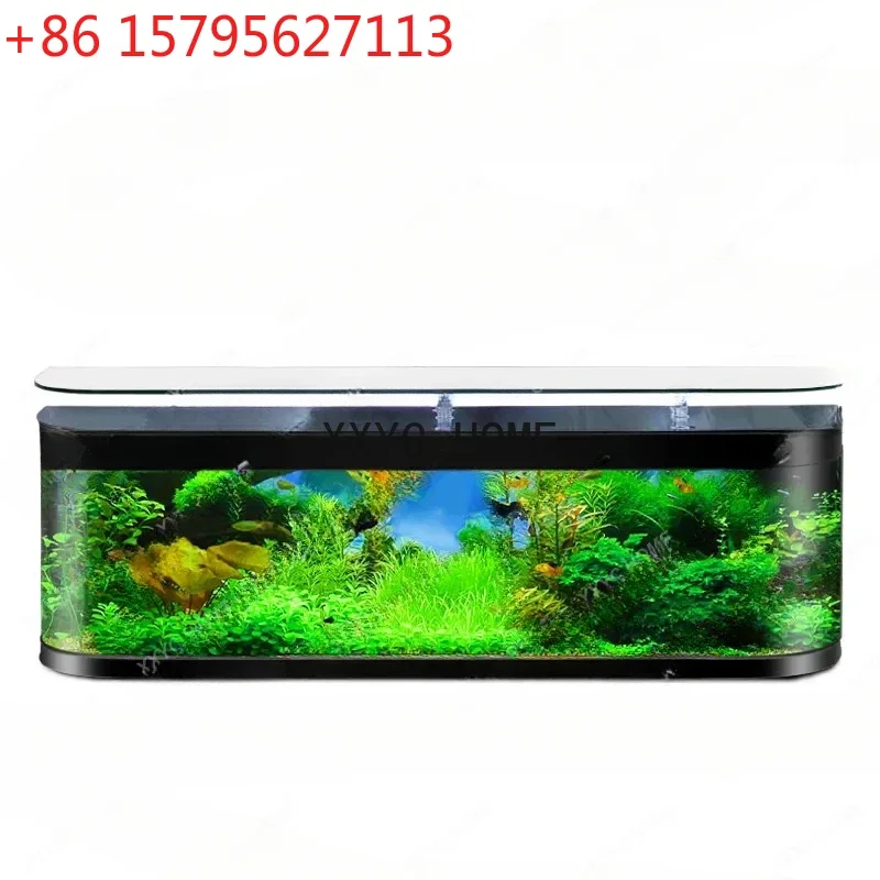 

TV Cabinet Fish Tank Integrated Coffee Table Living Room 2023 New Light Luxury Large Household Ecological Glass Floor Aquarium