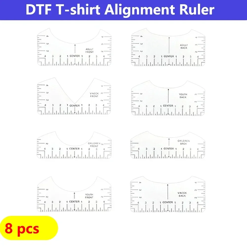 DTF T-shirt Alignment Ruler Acrylic DTG T-Shirt Ruler Guide to Center Designs for Vinyl HTV Alignment Tool